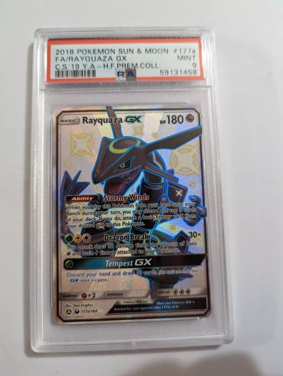 PSA 10 Shiny Rayquaza GX Promo Hidden Fates Pokemon Car