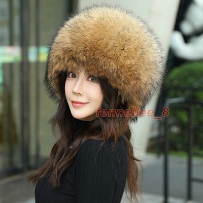 Women's Real Fox Fur Hat Trapper Hat Russian Ushanka Cossack Hat Warm Top Hat