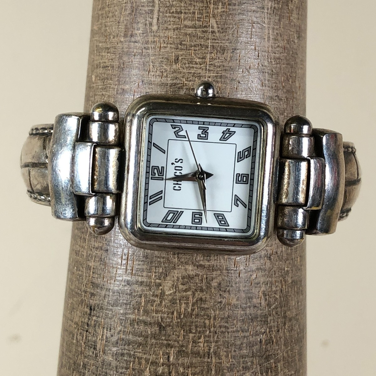 Chico's Women CH-201 Dress Silver Tone Bangle Square Quartz Analog