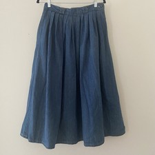 Vintage Denim Maxi Skirt 29 Waist Pleated Country Rustic Western Prairie Cottage