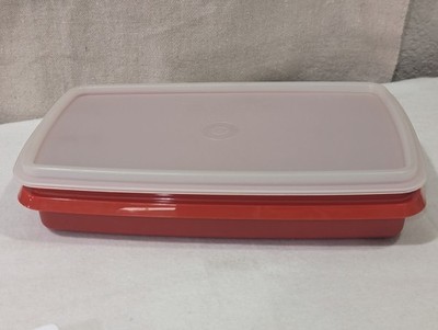Vintage Tupperware 816 Deli Meat Cheese Keeper w/ Frosted Lid Paprika Stor Slim