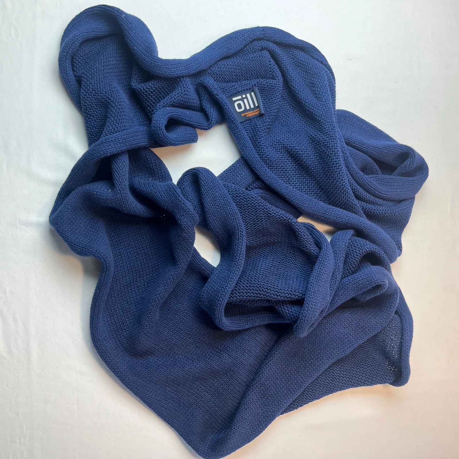 Infinity Scarf Oill Extracted Under Copenhagen Chunky Blue Cotton Oversized 10FT