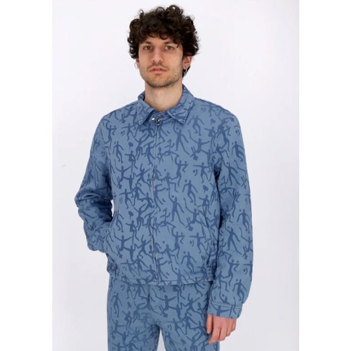 Arte Antwerp Men's Jacket James Allover Blue Print Size Medium - Picture 9 of 9