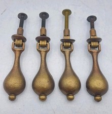 Antique Drop Pull Drawer Door Dresser Handle Old Vintage Brass Hardware Lot of 4