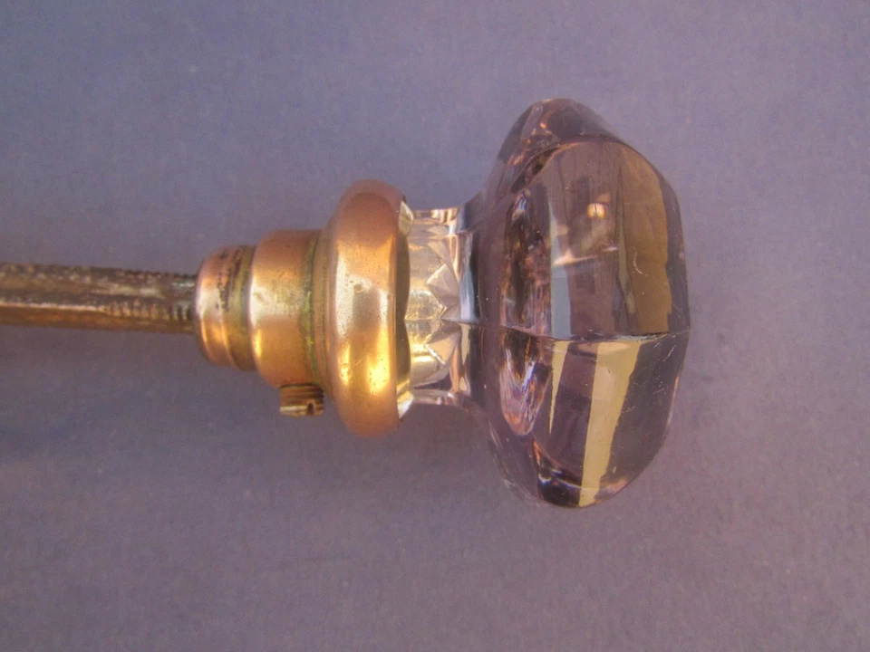 Rare: Ancienne poignée de porte en cristal violet avec son carré, XIXéme , USA - Photo 2/4