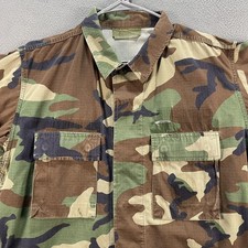 Vintage USGI BDU Jacket Mens Medium Regular Woodland Camo Ripstop Field 90s