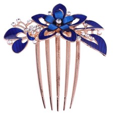Rhinestone Alloy Hair Side Comb Dark Blue Bridal Wedding Accessory