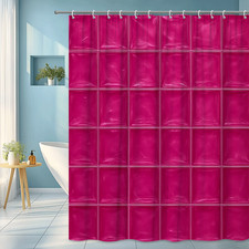 Cute Pink Shower Curtain for Kids Bathroom, Waterproof Fabric
