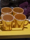 4Vtg Fire King  Peach Luster Iridescent Coffee MugsD Handle Set 4 Anchor Hocking