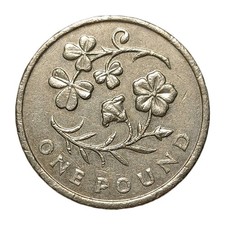 2014 UK £1 Pound Northern Ireland Flax Shamrock Coin Elizabeth II Nickel Brass