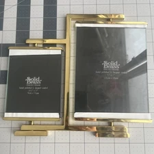 Vintage Bi-Fold Solid Brass Photo Picture Frame Hinged Double Sided 5x7 3 1/2x5