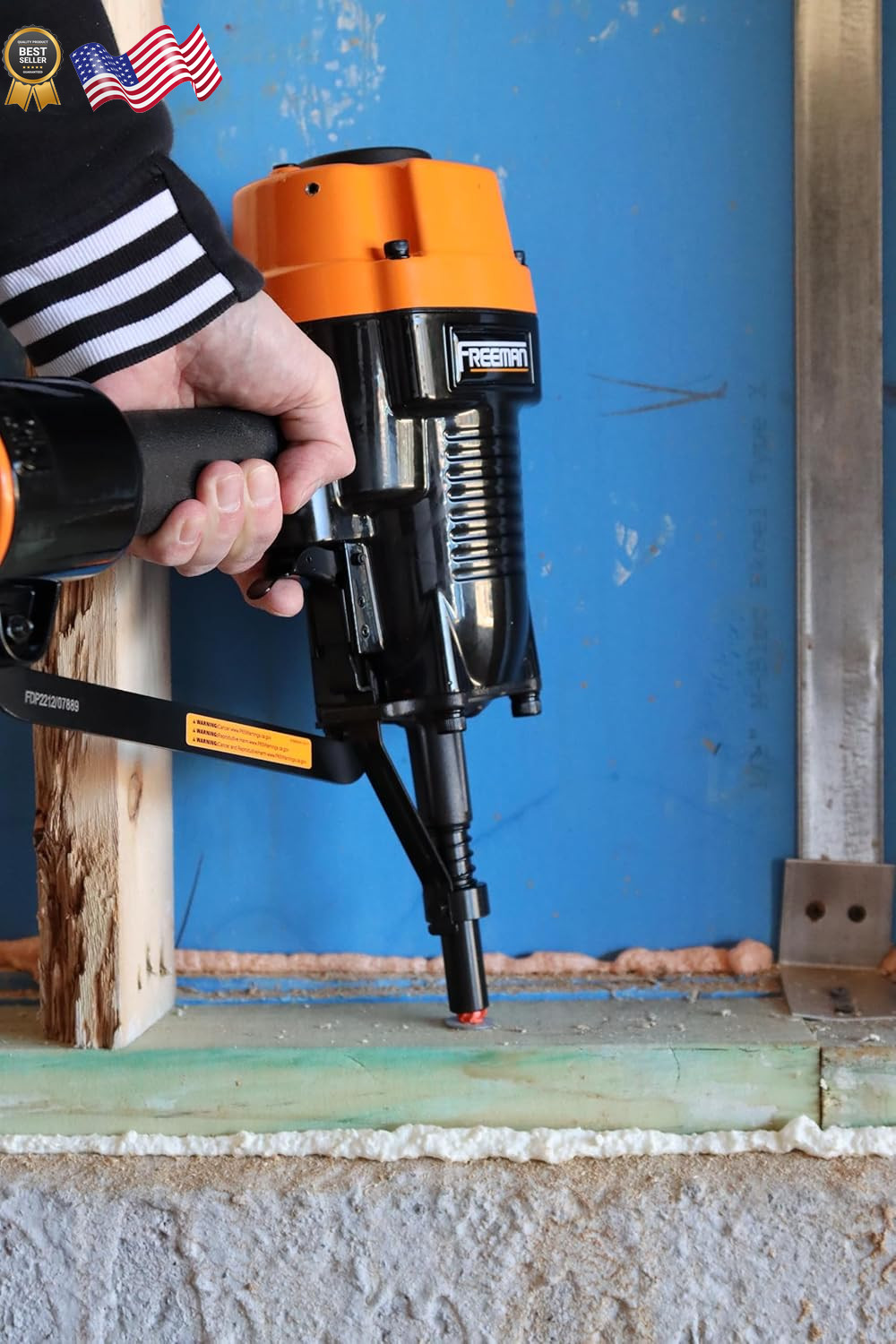 Freeman PSSCP Pneumatic 3 Single Pin Concrete Nailer with Case Heavy Duty Air