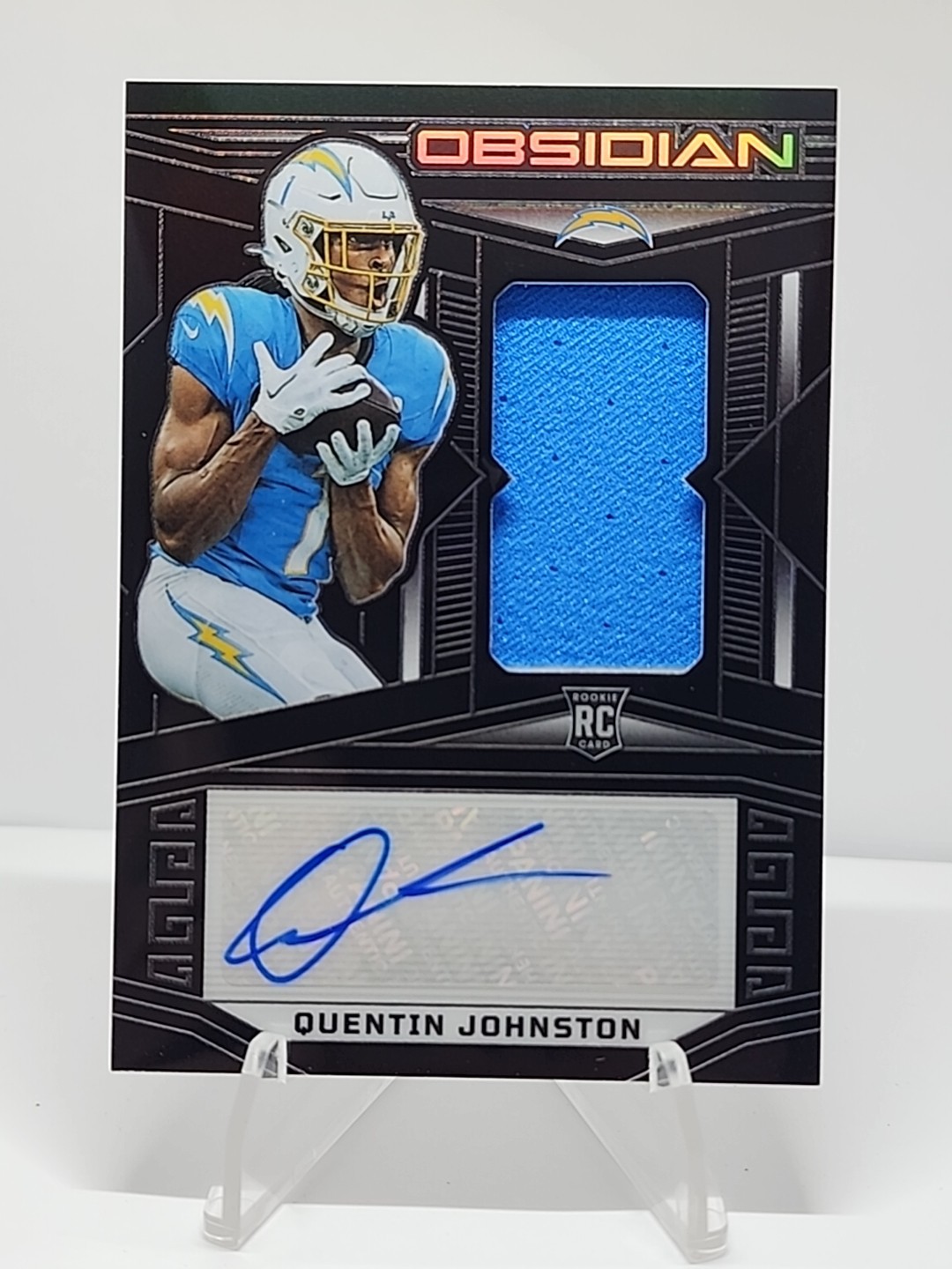 2023 Panini Obsidian- Quentin Johnston Rookie Patch Autographs/199 #217