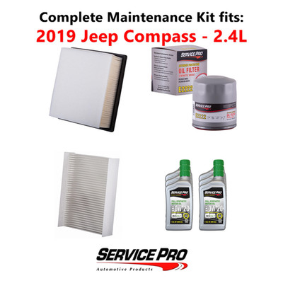 2019 Jeep Compass 2.4L Complete Oil, Air & Cabin Filter Kit (0W-20)