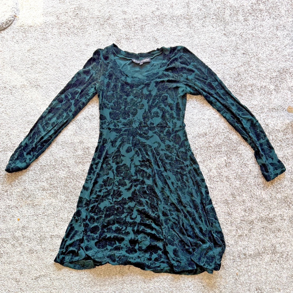 slim fit dress slacks 1990s BETSEY JOHNSON Crushed Velvet Skater Dress main image 0