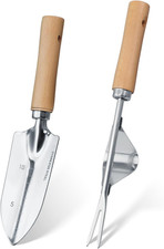 Garden Tool Set, 2 Pieces Stainless Steel Heavy Duty Garden Tools, Garden Kit wi