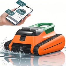 Pool Vacuum for Inground Pools Cordless Robotic Pool Cleaner APP Control Orange