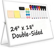 24 18in Double  Sided Desktop Whiteboard Easel, Portable Magnetic