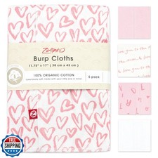 Zutano 5-Pack Organic Burp Cloths for Baby Girl and Boy, Large Cotton Burping