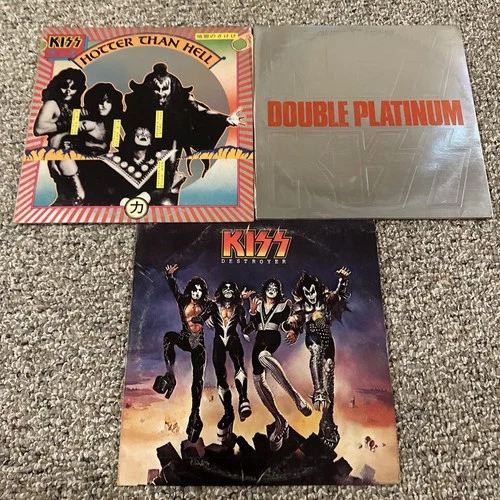 KISS Vinyl Lot 3 LPs Destroyer Hotter Than Hell Double Platinum Casablanca