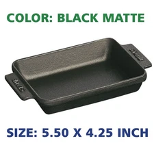 5.5-x 4.25 inch, Rectangular, Mini Baker, Black Matte, Smooth Enamel Bottom