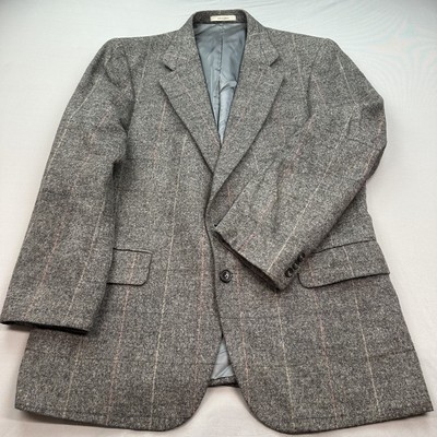 Vintage Crest Bullums Blazer Mens Large Camel Hair Wool Stripe Made Japan 80s