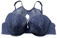 Adore Me Blue Lace High Neck Push Up Underwire Bra 38C