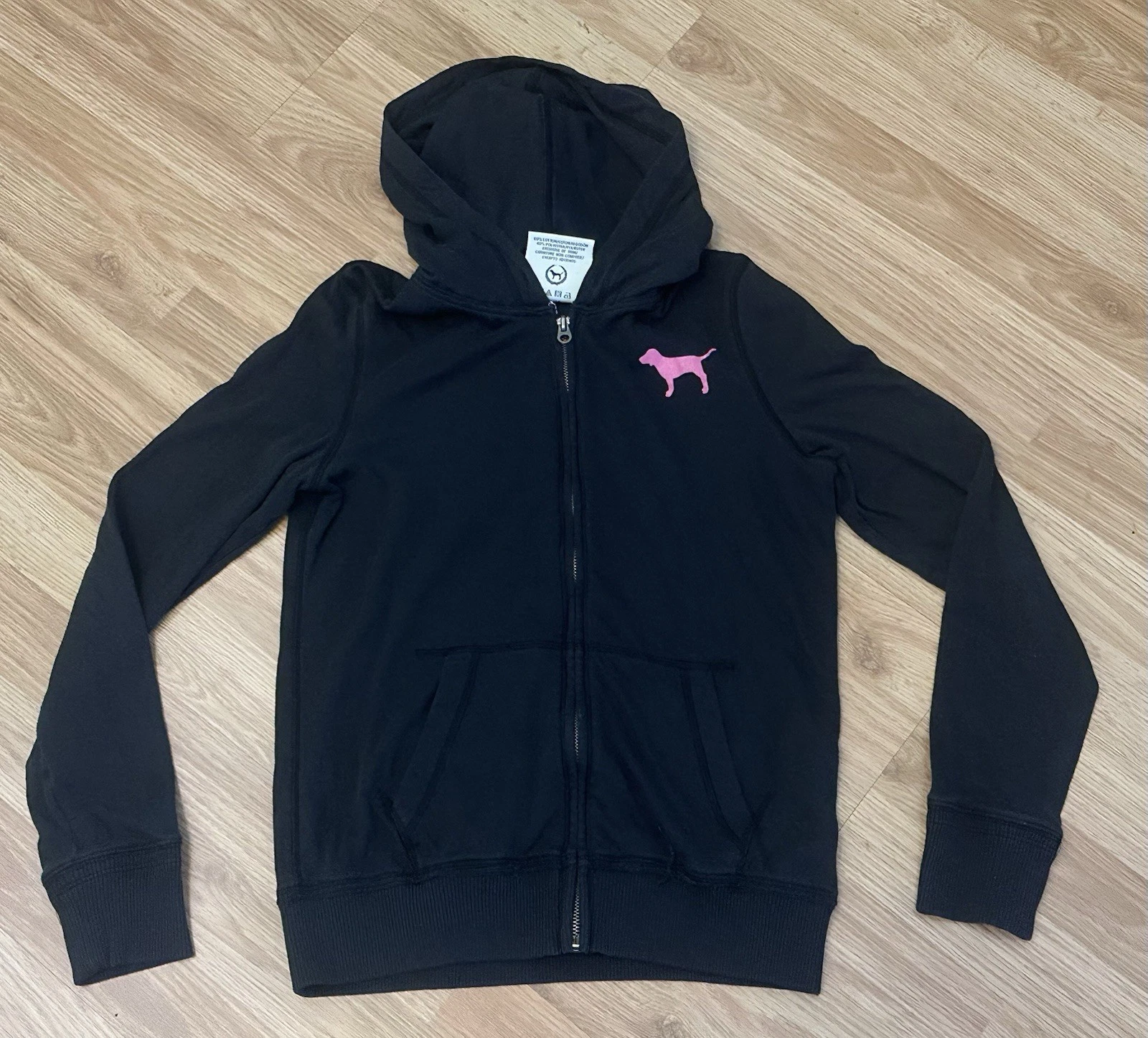 UNDERCOVER Felpa Victoria’s Secret rosa amore sogno credere con cappuccio paillettes zip intera M