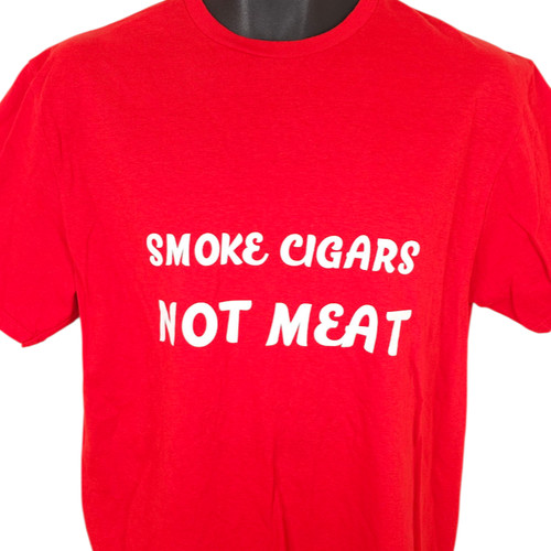 Smoke Cigars Not Meat T Shirt Mens Size Large Red Vegan Vegetarian
