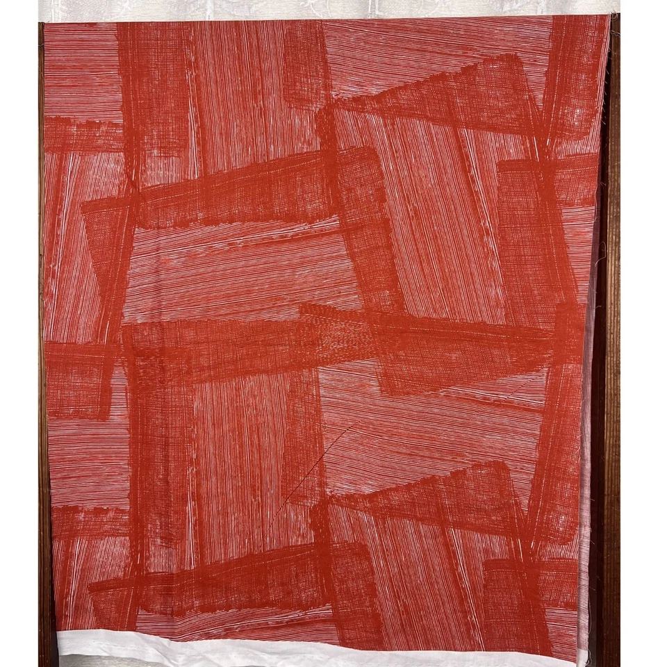 Marimekko Noki rust-red 100% cotton fabric end of bolt remnant abstract Scandi - Image 3 of 3
