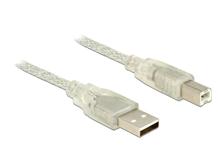 Delock Kabel USB 2.0 A Stecker > USB 2.0 B Stecker transparent 3m - Photo 1/1