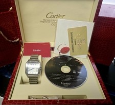 Cartier Santos Automatic White Roman Dial Date w/ Box & Papers