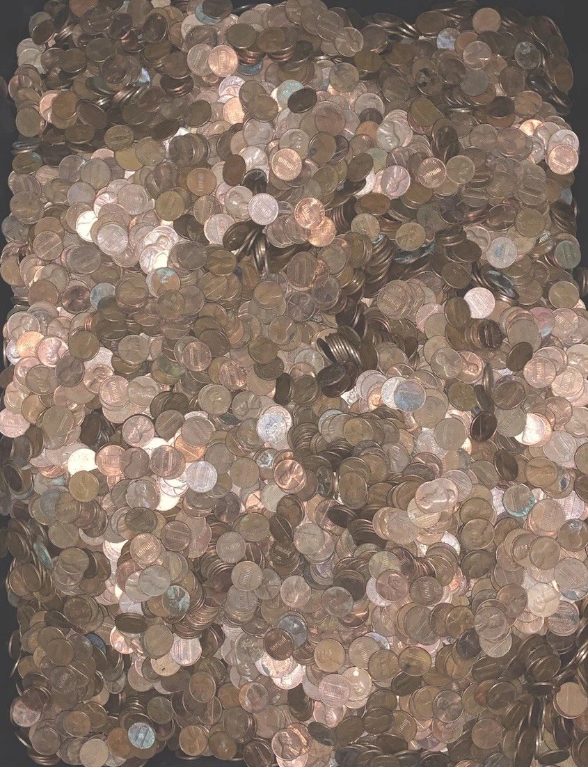 10 Lbs Unsearched Circulated Copper Lincoln Memorial Cent Pennies 1959-1982