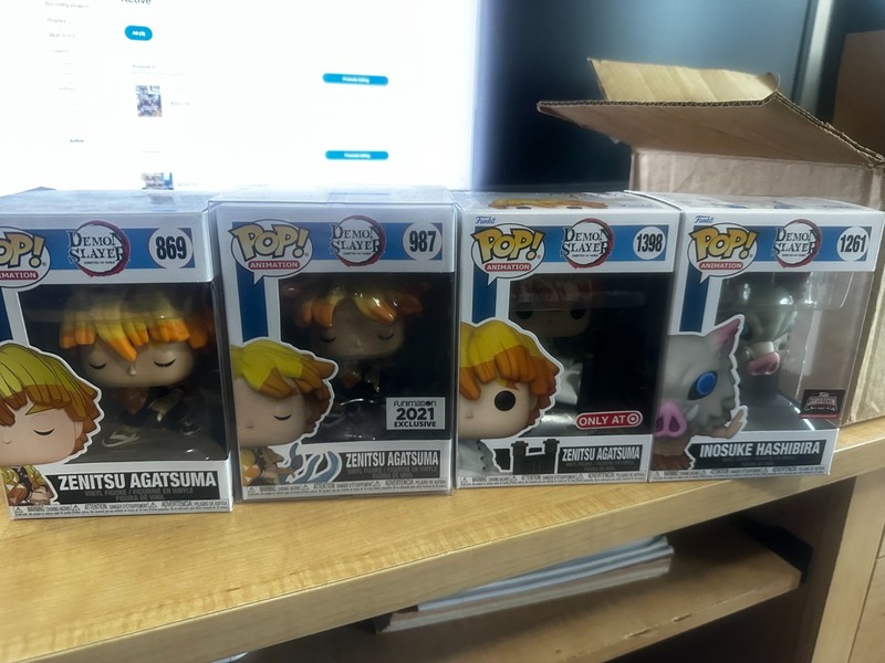 Demon Slayer Funko Pop Lot of 4 - 3x Zenitsu & Inosuke Exclusives