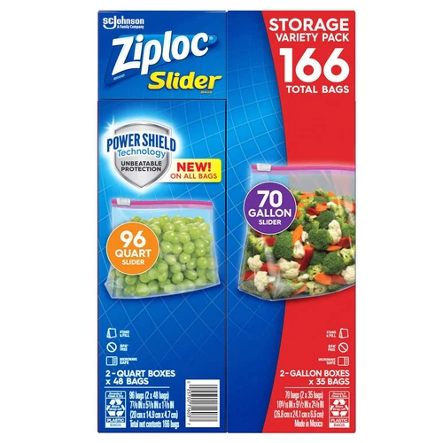 Ziploc Slider Storage Bag, Variety Pack, 166-count - Thumbnail 4