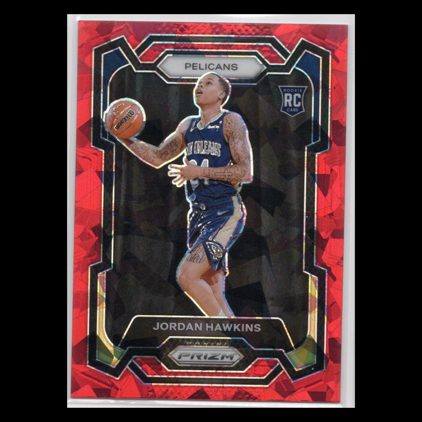 Jordan Hawkins 2023-24 Panini Prizm #130 Red Cracked Ice RC New Orleans Pelicans