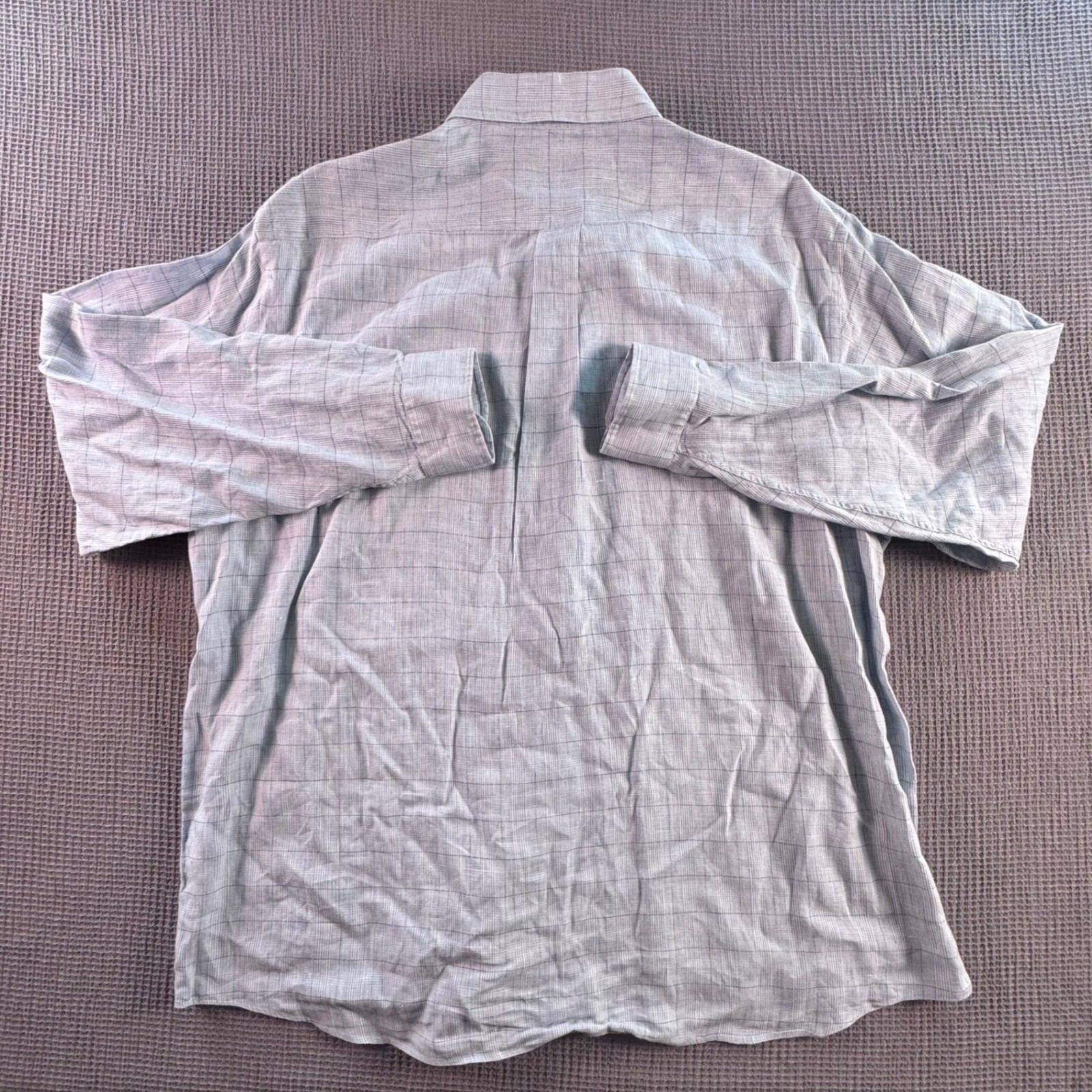 Brooks Brothers Irish Linen Button Down Shirt Mens XL Window Pane Vintage 90s thumbnail 3