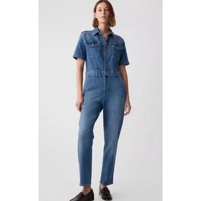 Gap 2 Denim Jumpsuit Short Sleeve Womens Painter Carpenter Style Jeans