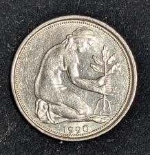 1990 DGermany 50 Pfennig Circulated KM# 109.2