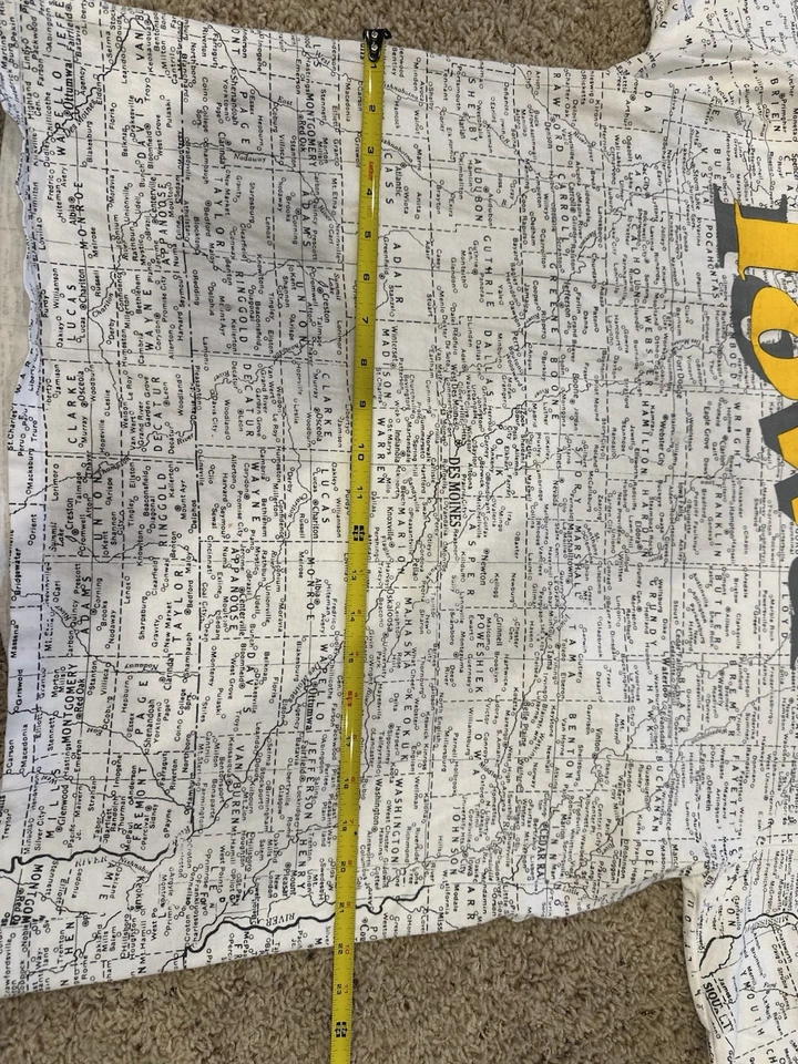 Camiseta gráfica vintage con estampado de mapa de Iowa puntada única XL amarilla Foto 4 de 4