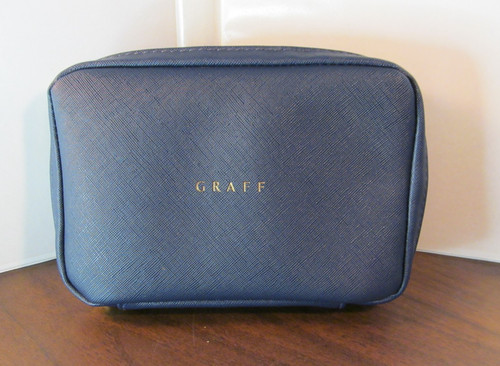 GRAFF x KOREAN AIR airline amenity kit bag NAVY BLUE cosmetic travel case