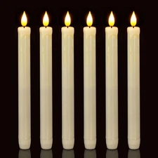 Homemory 6 Pack Flameless Taper Candles, No Remote, of 6, Ivory- 6Pcs 