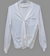 Aquilano Rimondi Italy Ivory Silk Cotton Knit Cardigan Sweater Women's Size 42