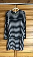 Women’s Old Navy Gray Striped Swing Dress Long Sleeve Small
