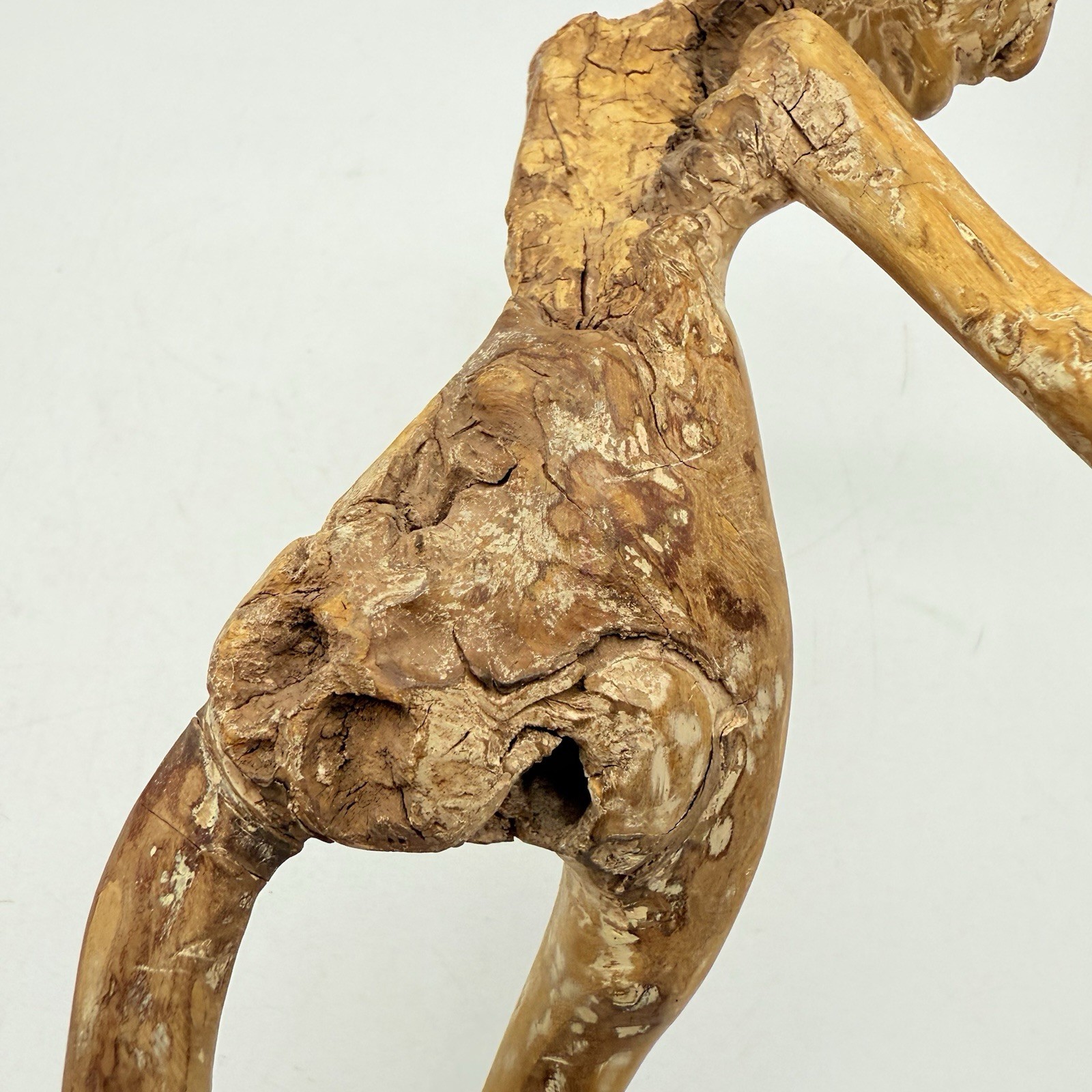 Hand Carved Wood Abstract Conversation Piece Doubles As Man To Lizard Unique thumbnail 6