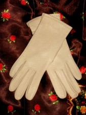 Sm VinTage Leather Gloves Ivory White original package NOS Van Raalte USA