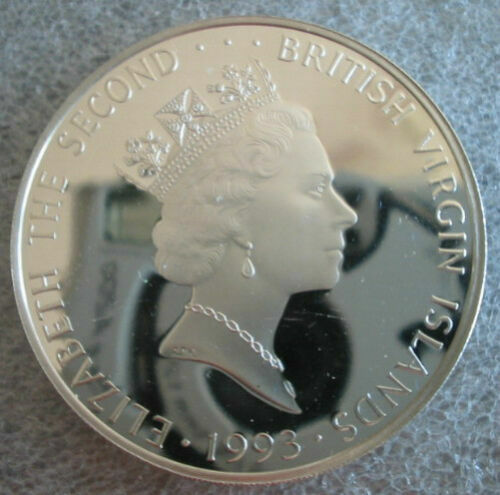 BRITISH VIRGIN ISLANDS $25 1993 Silver Proof Bald Eagle - Picture 2 of 2