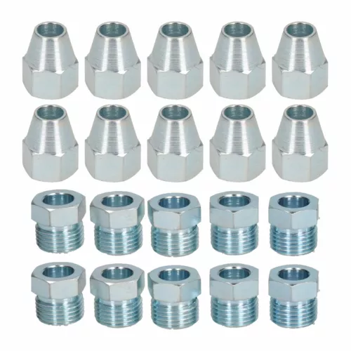 5/8" x 18 UNF Male and Female Steel Brake Pipe Fittings for 3/8" Pipe 20 Pack