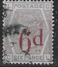 1883 Sg162 6d on 6d Lilac Pl.18 ( GL ) Wmk. Imperial Crown ( Cat.&pound;75.00p )