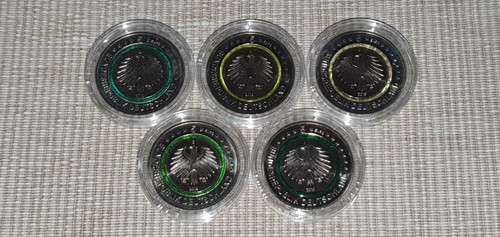 5 x 5 Euro Gemäßigte Zone - 2019 - A D F G J - unzirkuliert